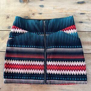 Divided‎ Southwestern Mini Skirt Red Blue Black Size 6